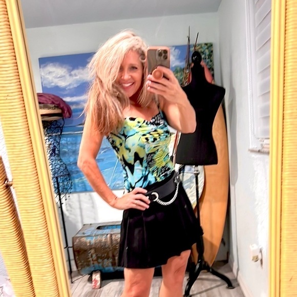 Elana Kattan Tops - Elana Kattan,WOW!Incredible Wide Ruched Chiffon Vibrant Cami,Made in USA,Stretch